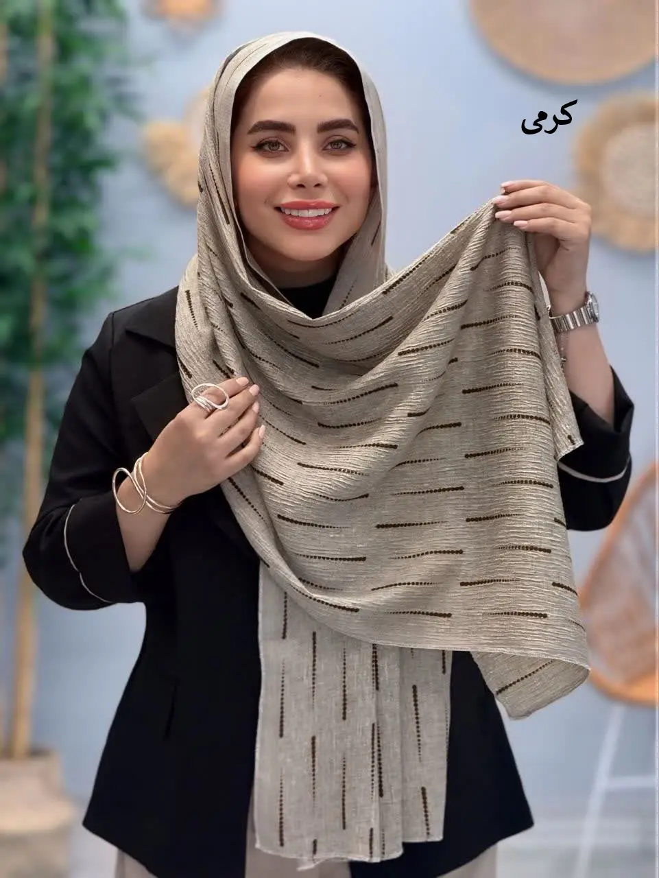 3455-شال پلیسه نخی